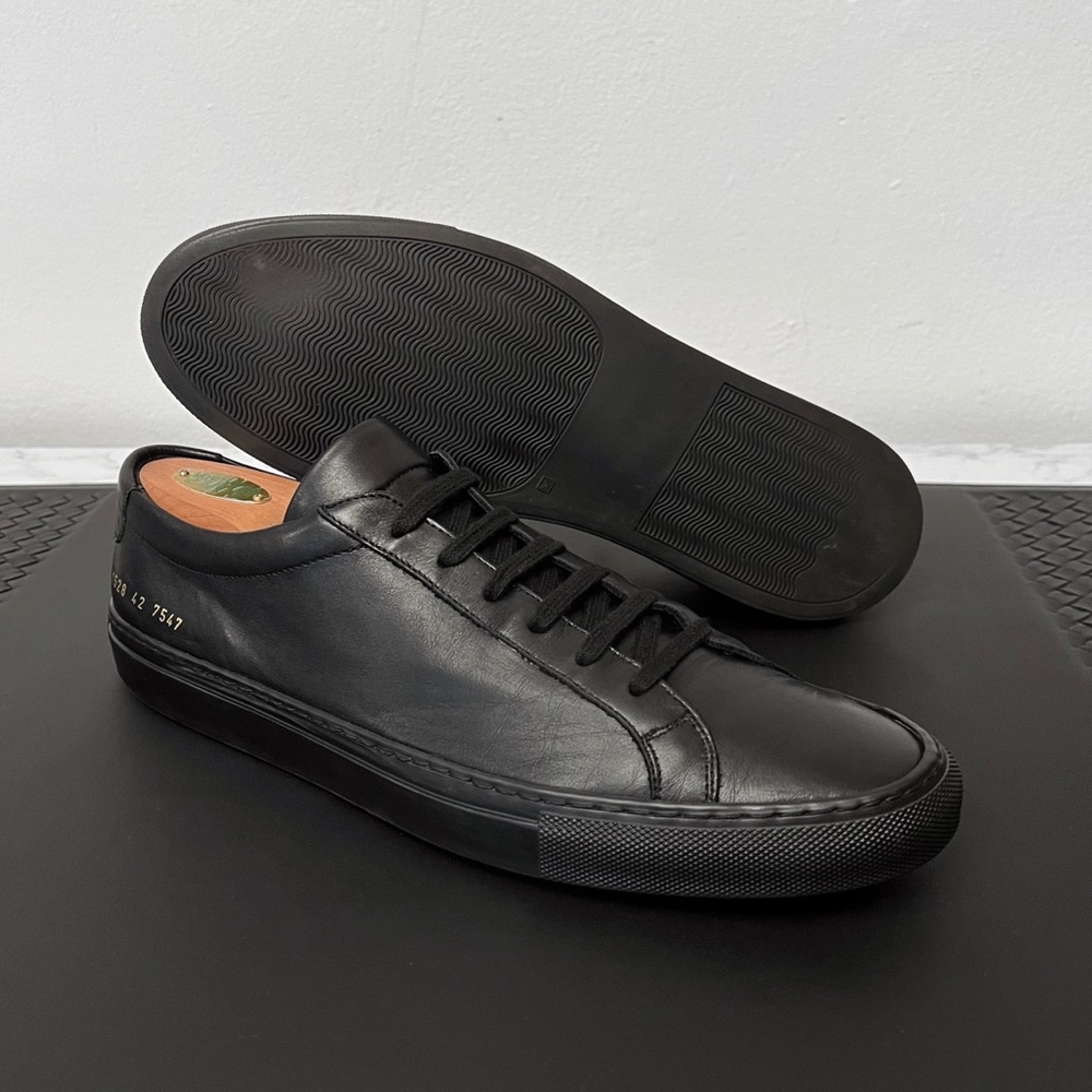 Common Projects Black Original Achilles Leather Low-Top Sneakers, Size 42 / 9